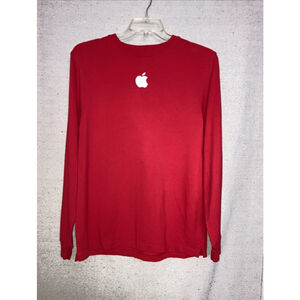 Apple Computer Red Shirt Men’s Long Sleeve Employee Geek Embroidered New L New